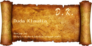 Duda Klaudia névjegykártya